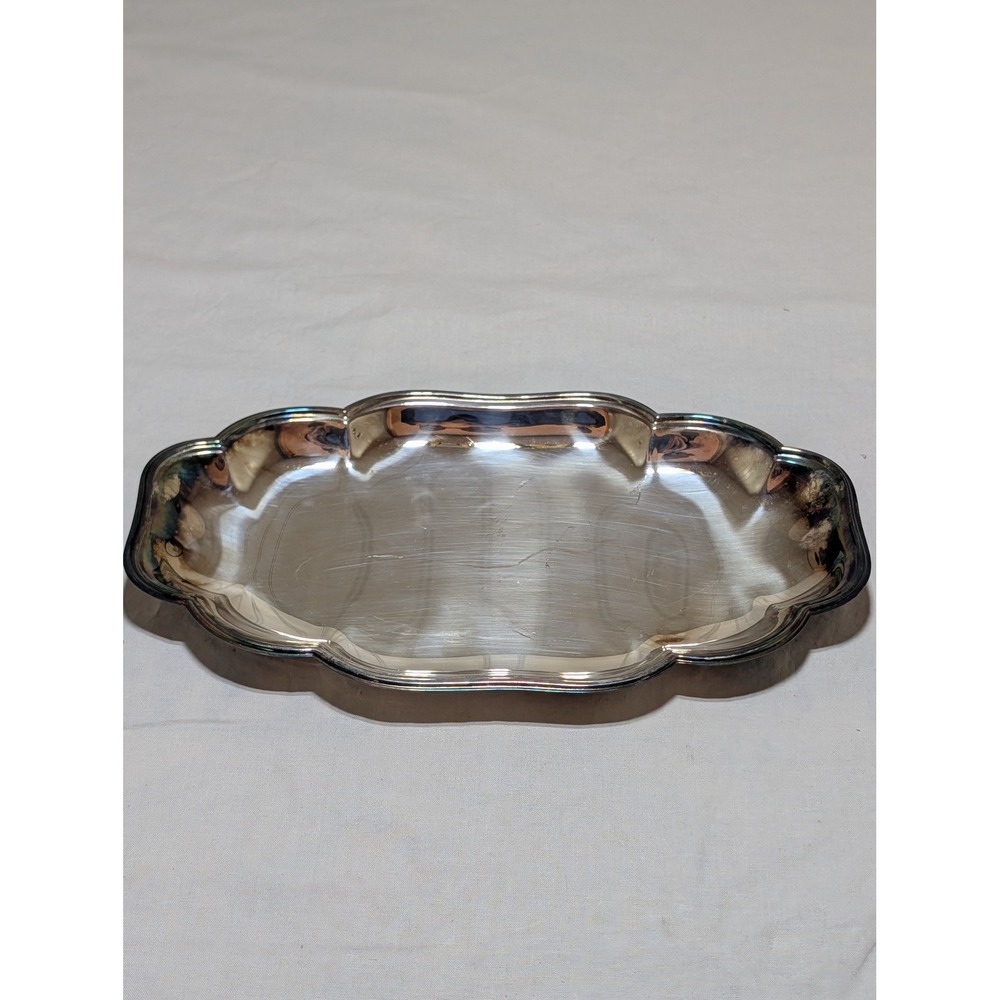 Gorham Newport Silverplate Scalloped Oval Serving Tray YB 10 Bread Dish Vanity